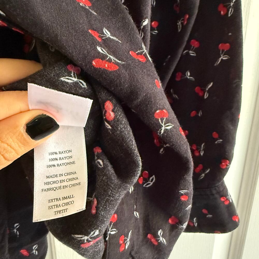 Rails Black Cherry Print Long Sleeve Button-Down … - image 8